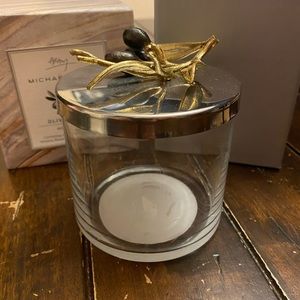 Michael Aram Luxury Glass Container with Art on Top.